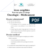 Pièces Exigibles Pour Une Prise en Charge Oncologie Médicament