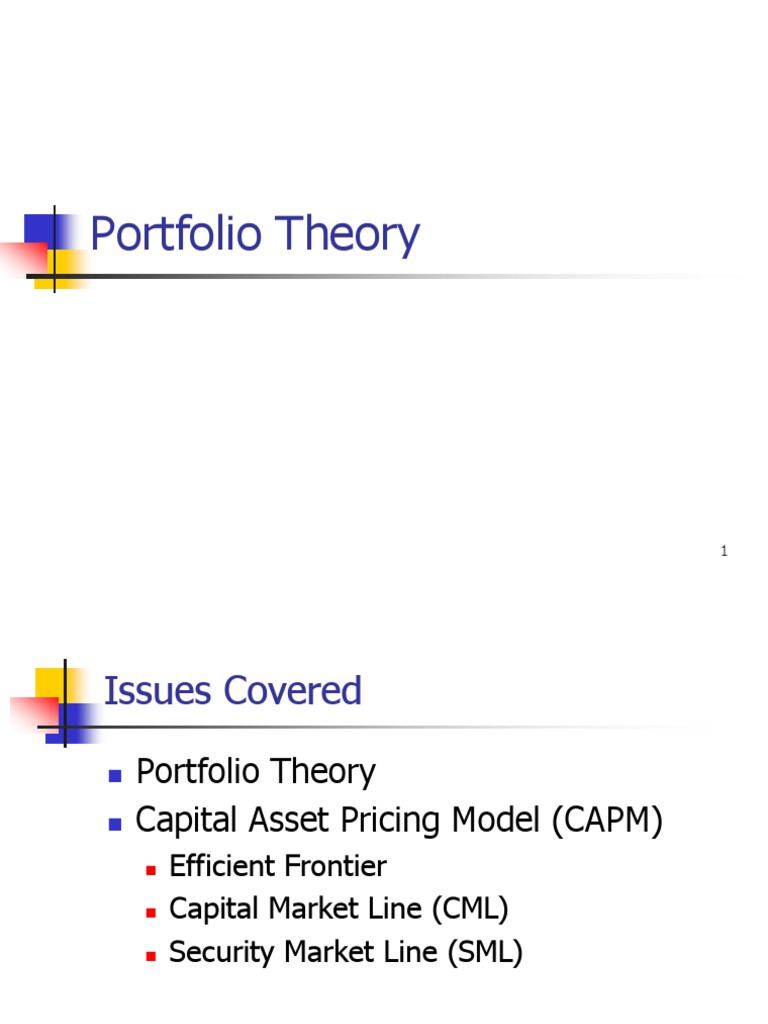 Portfolio Theory PDF Capital Asset Pricing Model Modern Portfolio