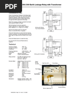 296-2360 Earth Leakage Relay With Transformer: Connection & Test