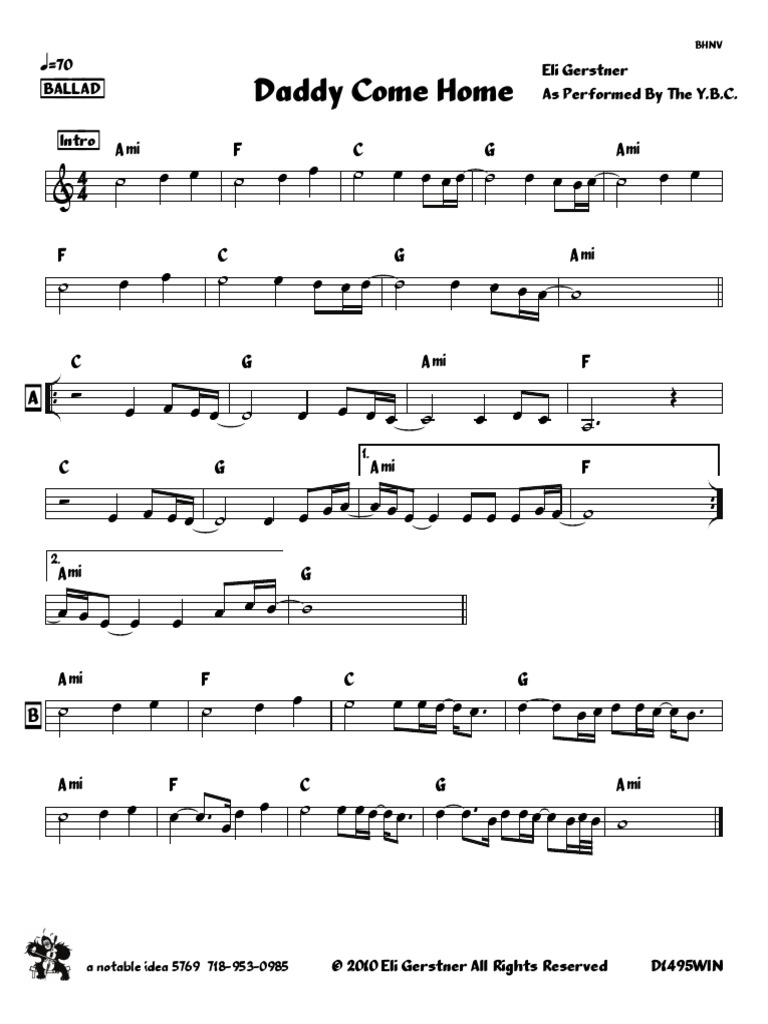 Daddy Come Home Yeshiva Boys Choir PDF Performing Arts