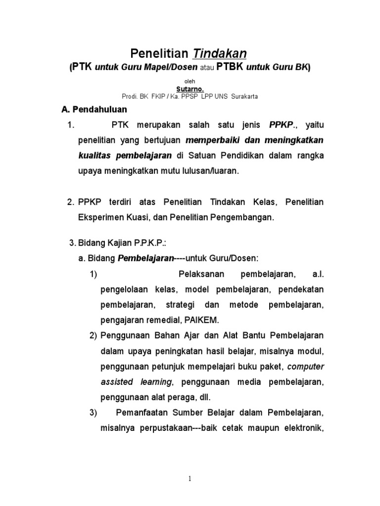 Ptbk Penelitian Tindakan Bimbingan Konseling