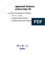 Solving Transportation Problems with M+N-1 Rule, Stepping Stone Method