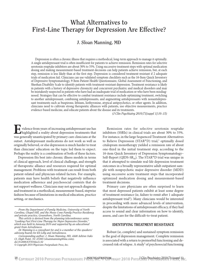 Treatment Resistent Depression Article Antidepressant Major