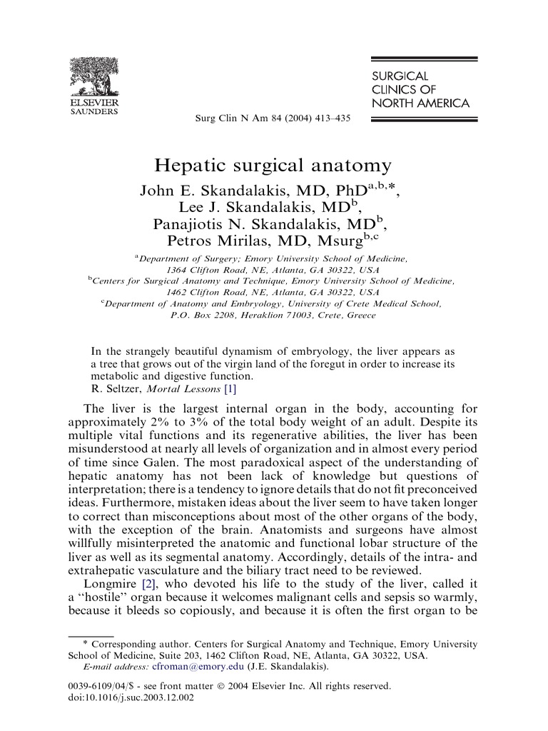 Hepatic Surgical Anatomy | Download Free PDF | Liver | Lymphatic System