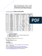 Price List of Rubber Disc W.E.F. 01-10-2012: S.No. Size RATE (4MM) RATE (6MM) RATE (8MM)