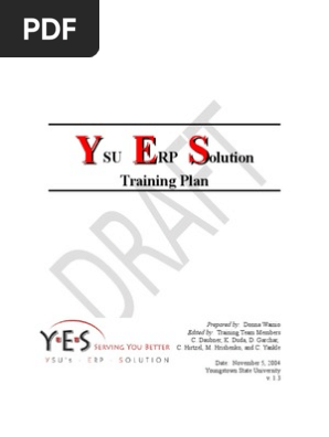 Ysu Erp Training Plan Educational Technology Enterprise