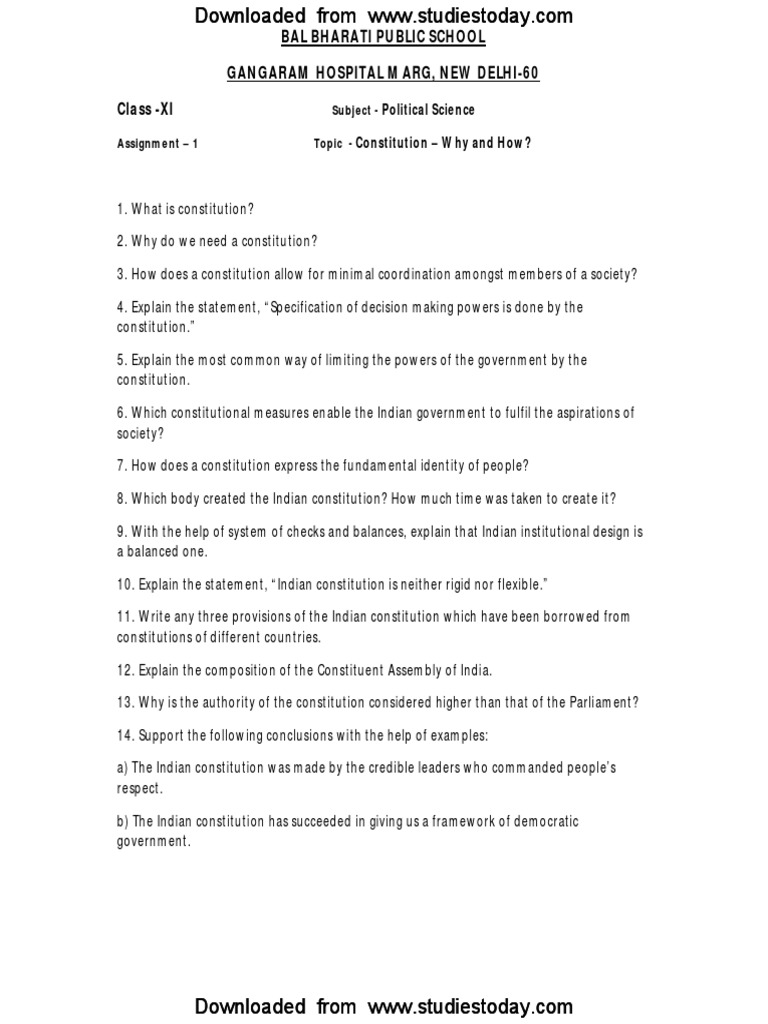case study questions class 11 political science