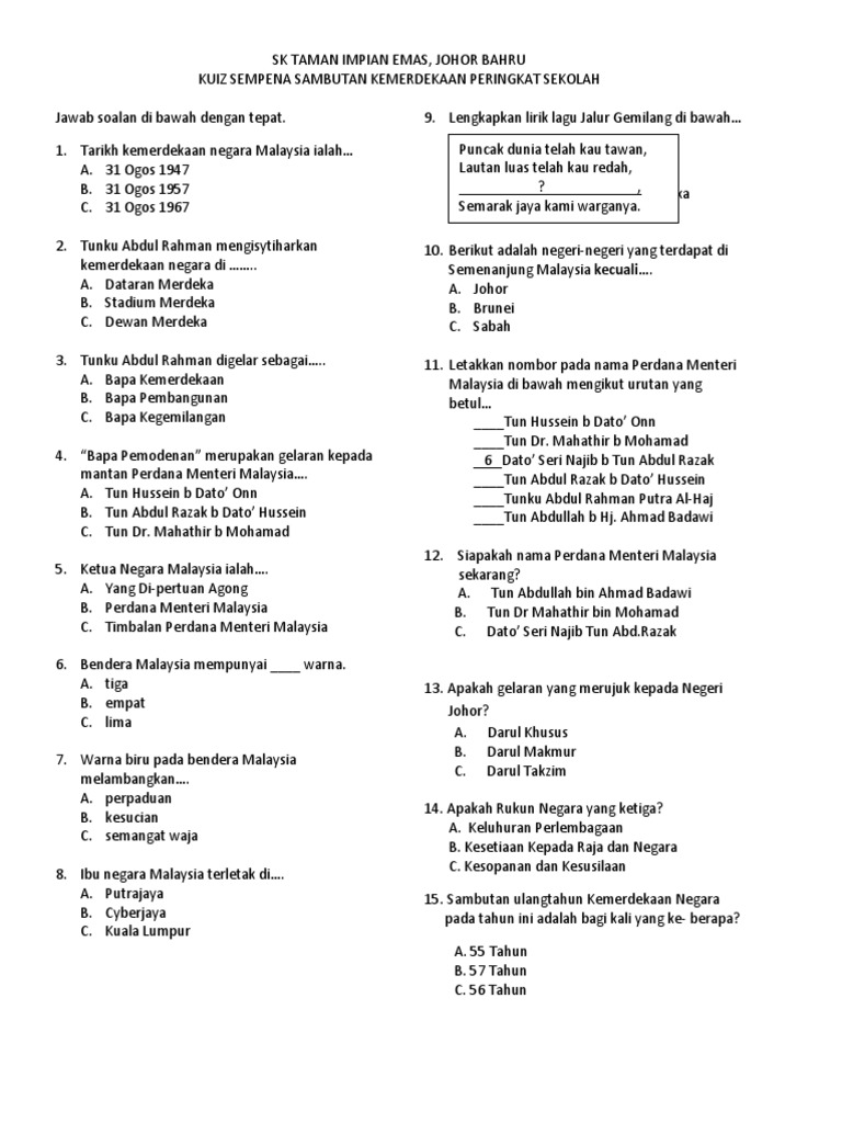 Kuiz Kemerdekaan  PDF
