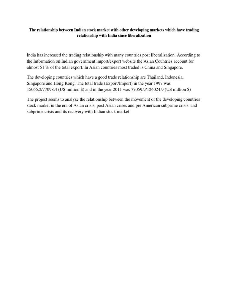 Indian Stock Market and Developing Markets | PDF | Finance & Money ...