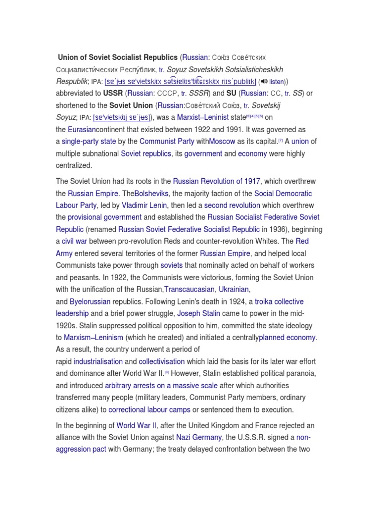 Overview of the Soviet Union History | PDF | Soviet Union | World Politics
