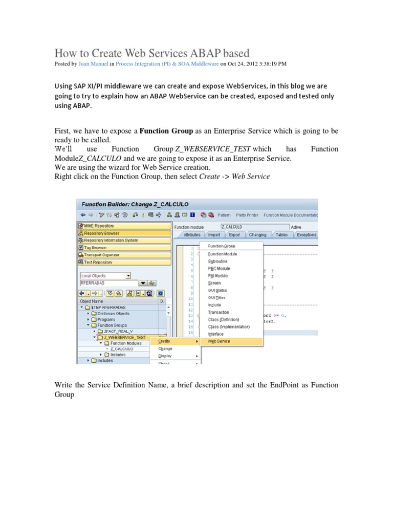 Creating ABAP Web Services in SAP | PDF | Proxy Server | Web Service