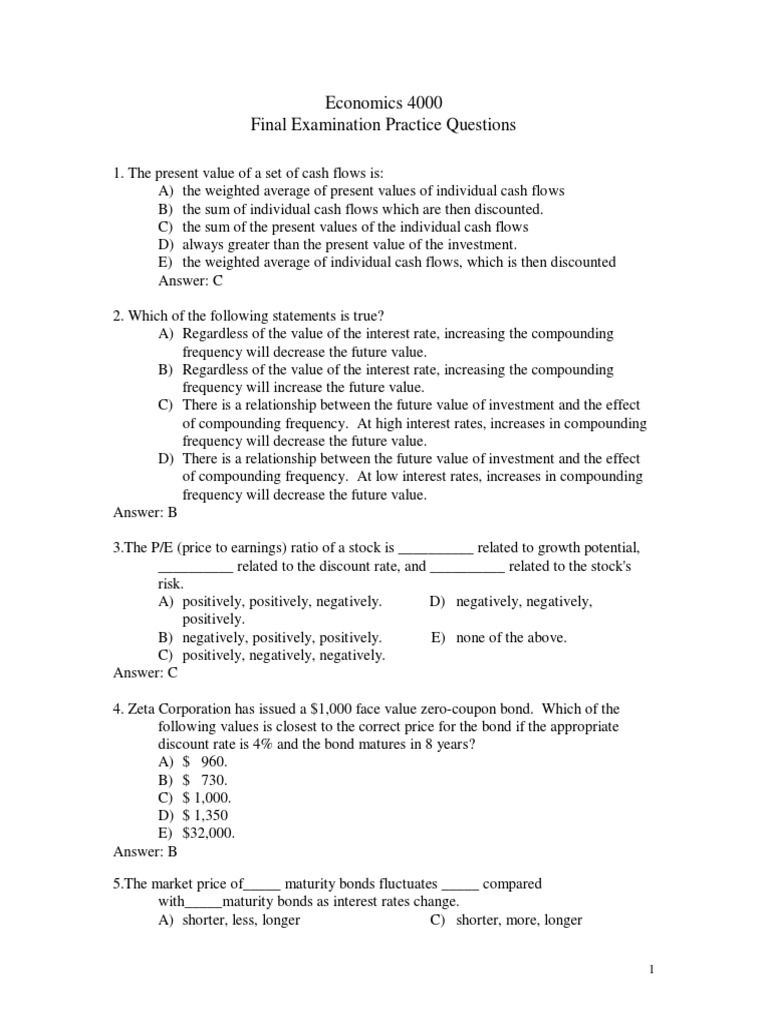 Financial Management Exam Practice Questions | PDF | Beta (Finance ...