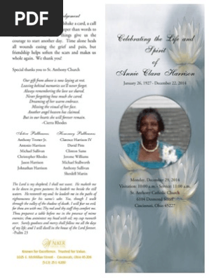 Anna Harrison Funeral Program 