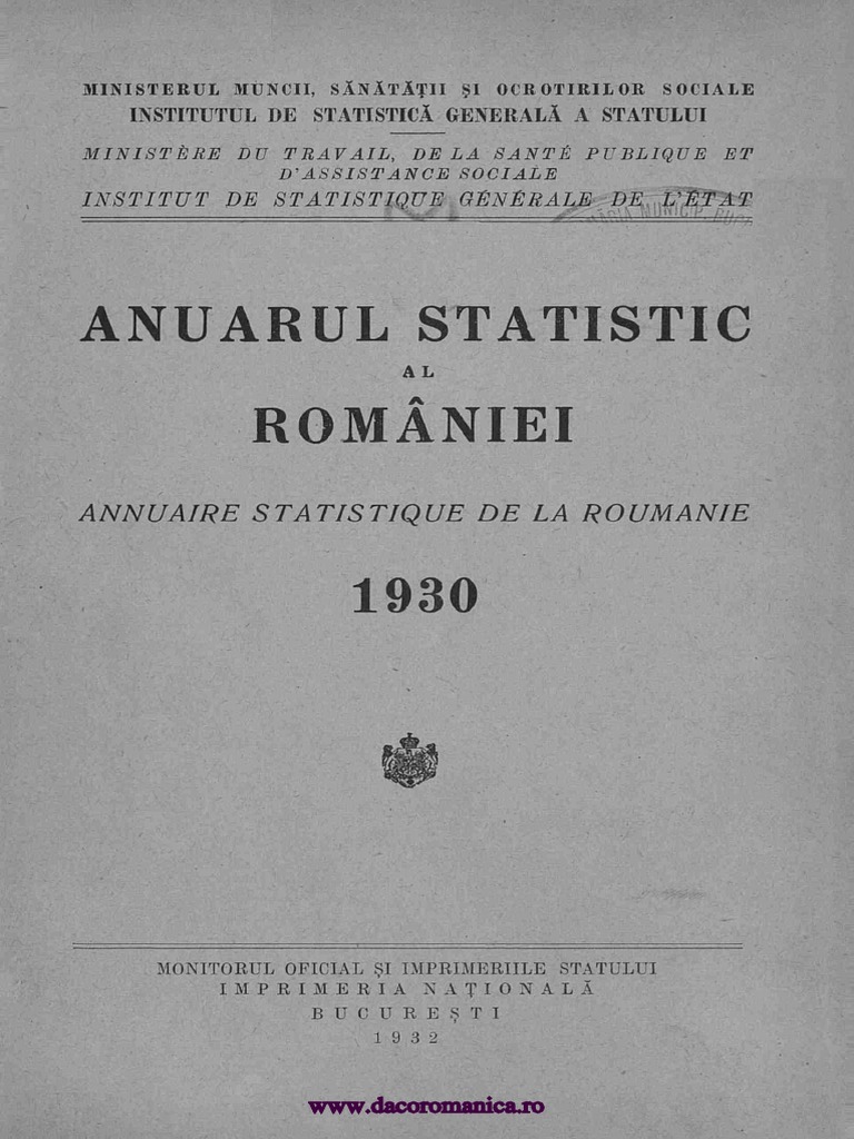 Anuarul Statistic Al României, 1930 | PDF