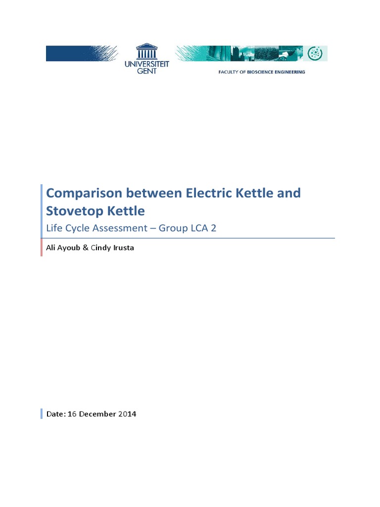 Life Cycle Assessment Comparison Between Electric Kettle and Stovetop Kettle PDF Life Cycle