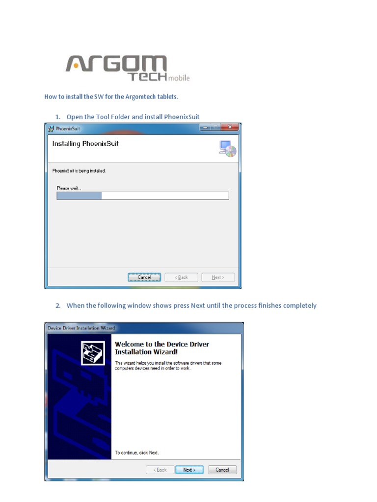 Install Software on Argomtech Tablets | PDF