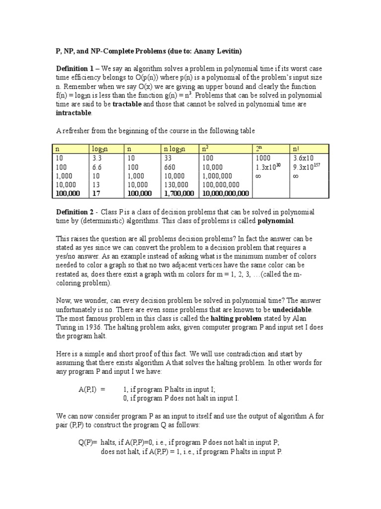 Understanding P, NP, and NP-Complete | PDF | Time Complexity | Graph Theory