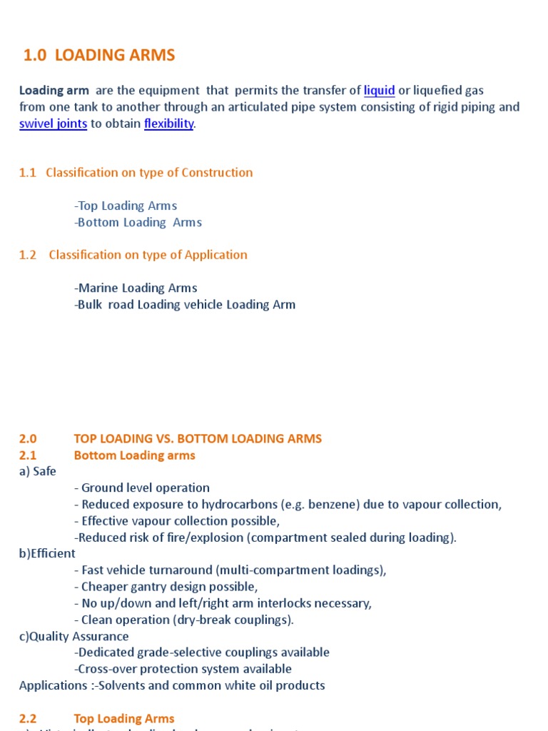Loading Arms: Types and Applications | PDF | Valve | Manufactured Goods