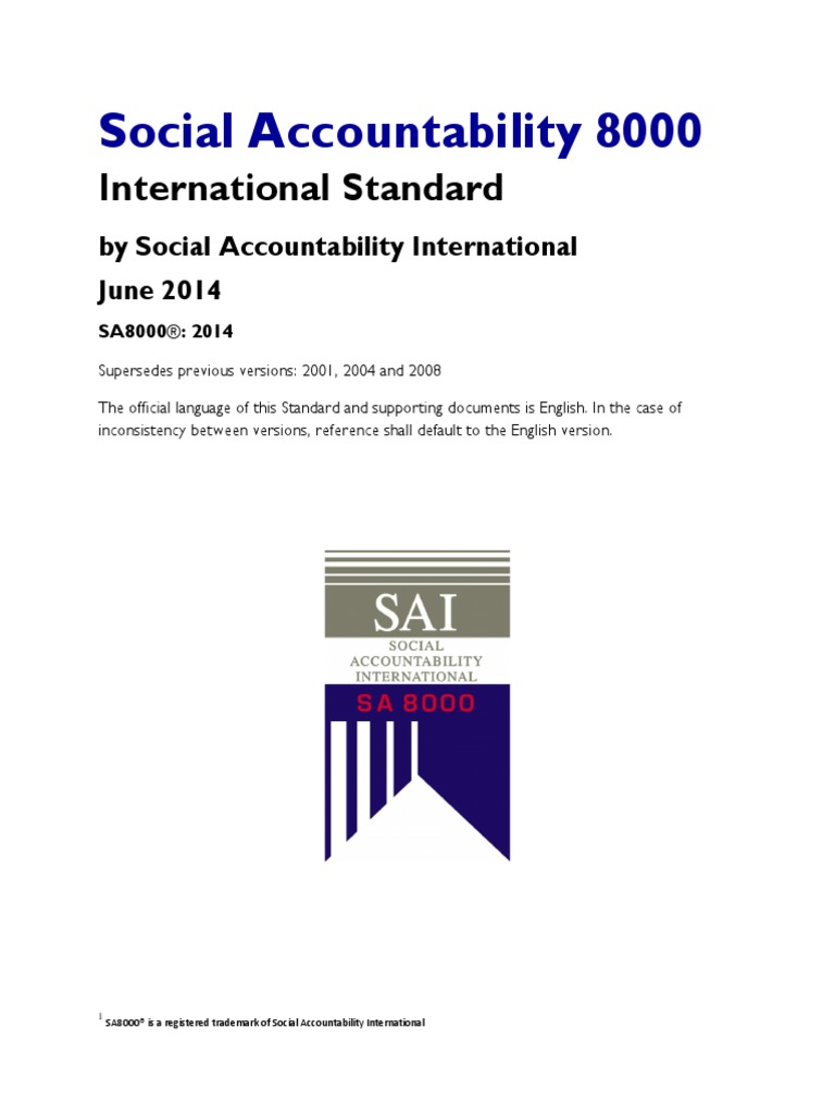 SA8000 Standard 2014 | Download Free PDF | International Labour ...