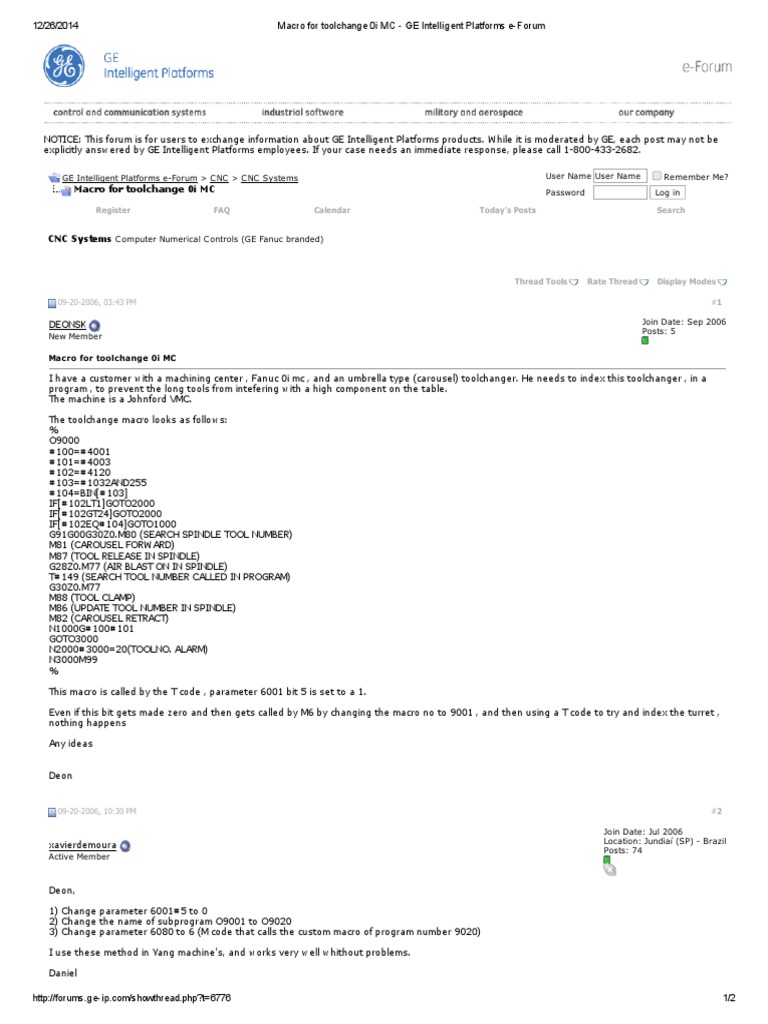 Fanuc 0i Tool Change Macro Programme PDF PDF Numerical Control