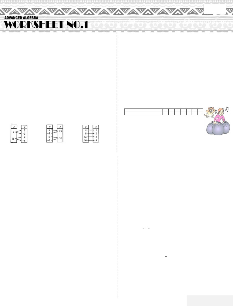 1 Advanced Algebra Worksheet | Domain Of A Function | Mathematical