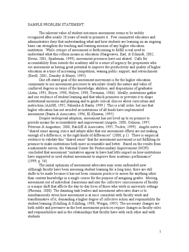 Sample Problem Statement | PDF | Educational Assessment | Curriculum