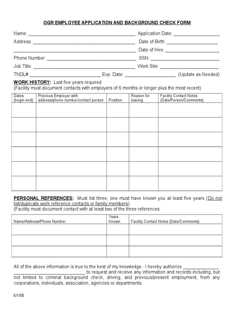OGR Employee Application Form | PDF