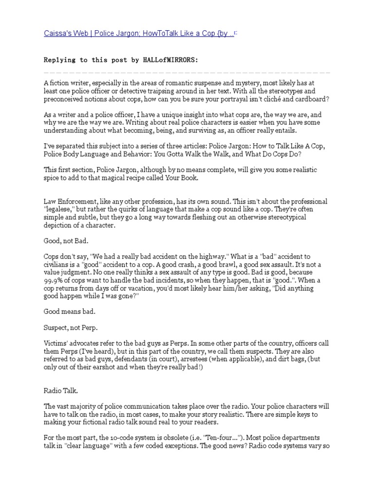 Police Jargon Decoded A Guide to Authentically Portraying Law Enforcement Language and