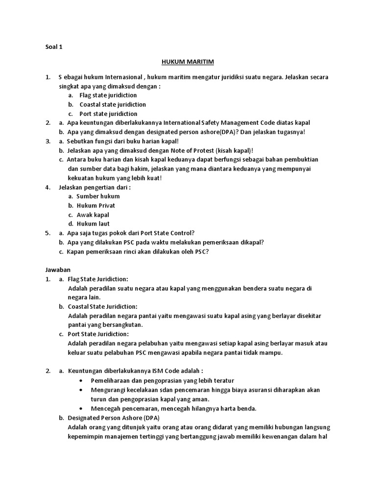 Soal Jawaban Hukum Maritim