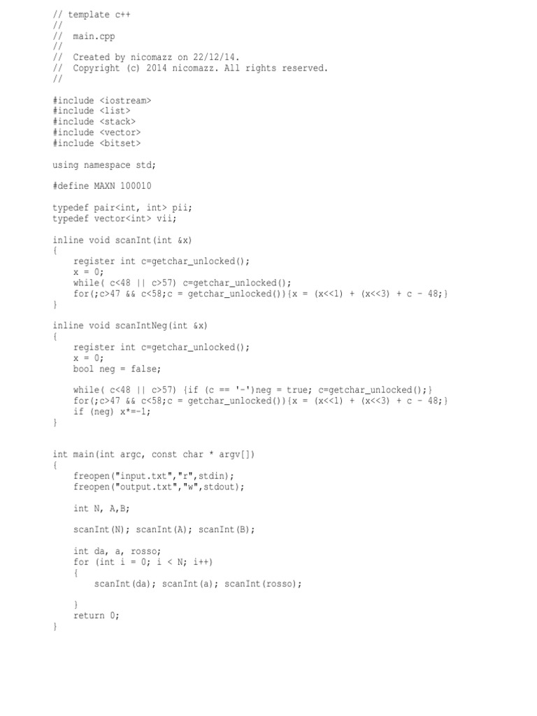 C++ Contest Template with Bignum Support | PDF