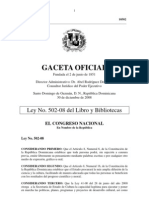 Ley del Libro y Bibliotecas de la República Dominicana, publicada el 30 de diciembre de 2008