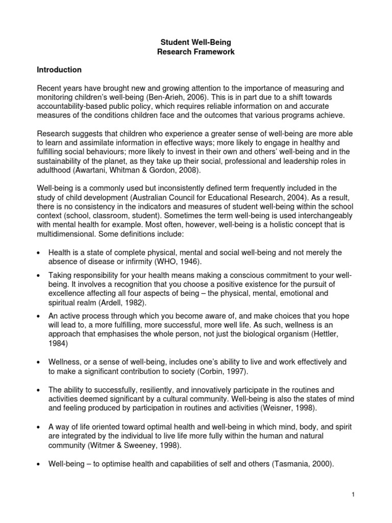 Defining Student Well-Being Indicators | PDF | Well Being ...