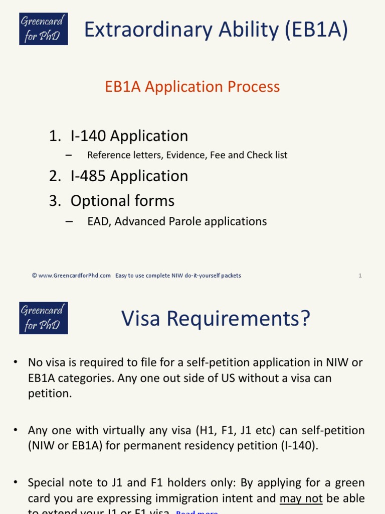EB1A Application Process PDF Permanent Residence (United States