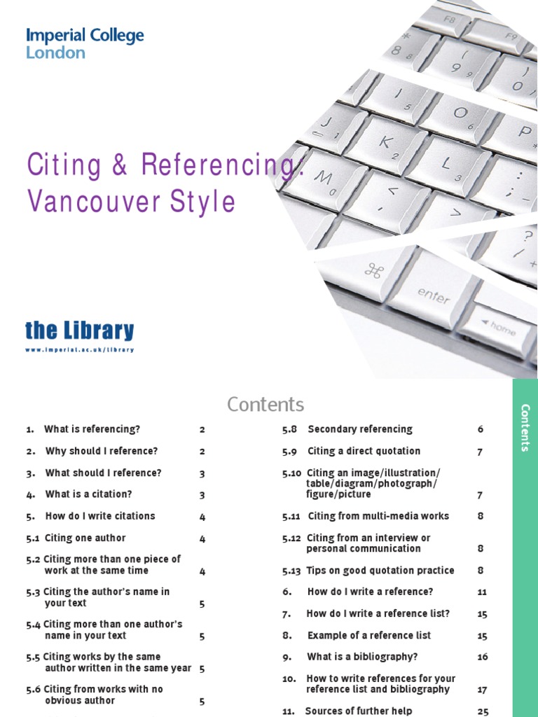Vancouver Referencing Guide | PDF