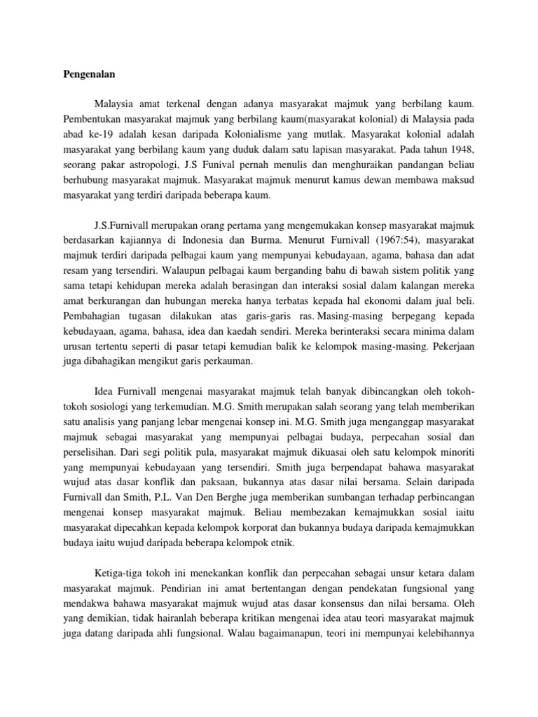 Masyarakat Majmuk Di Malaysia Pdf