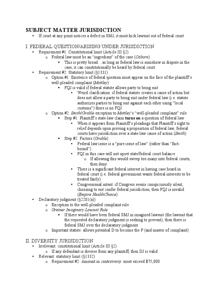 CivilProcedure Outline Greiner Blueberry PDF Diversity