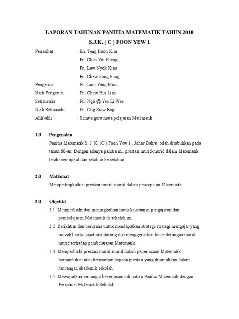 Contoh Laporan Tahunan Panitia Pdf