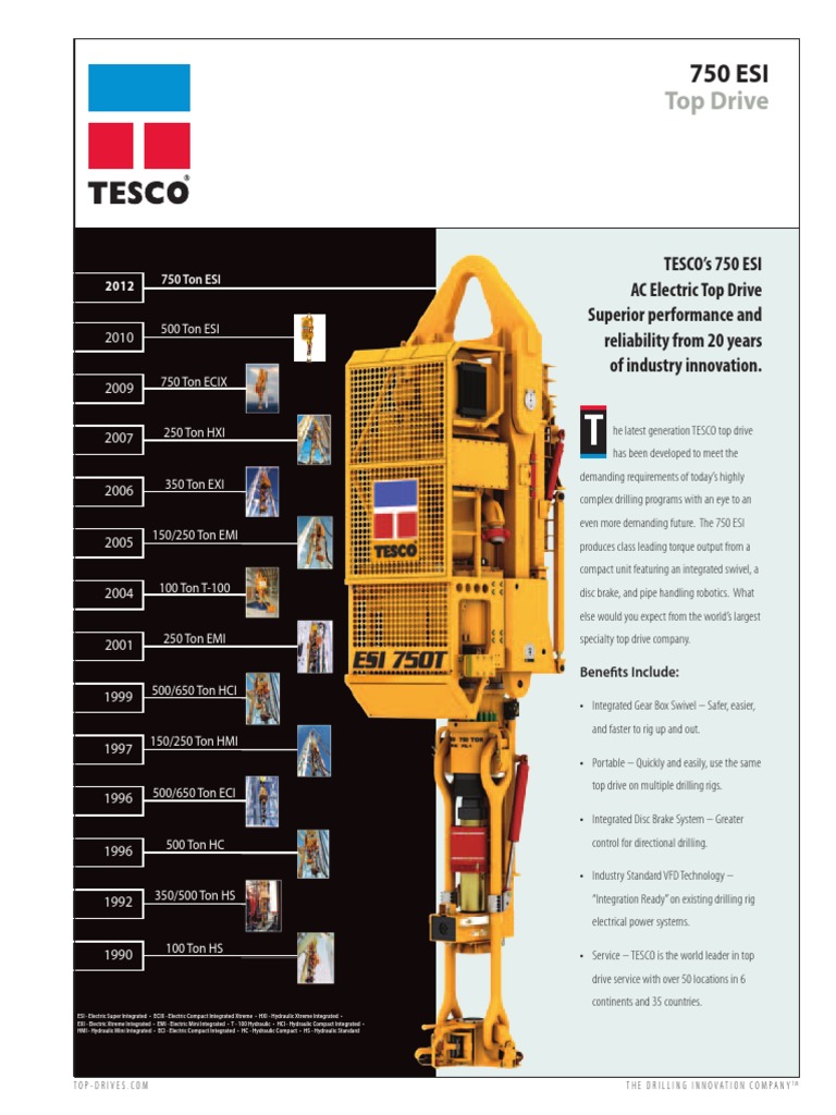 750 ESI Tesco Top Drive Horsepower Drilling Rig