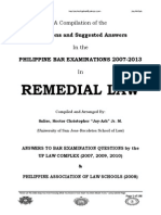 2007-2013 REMEDIAL Law Philippine Bar Examination Questions and Suggested Answers (JayArhSals)