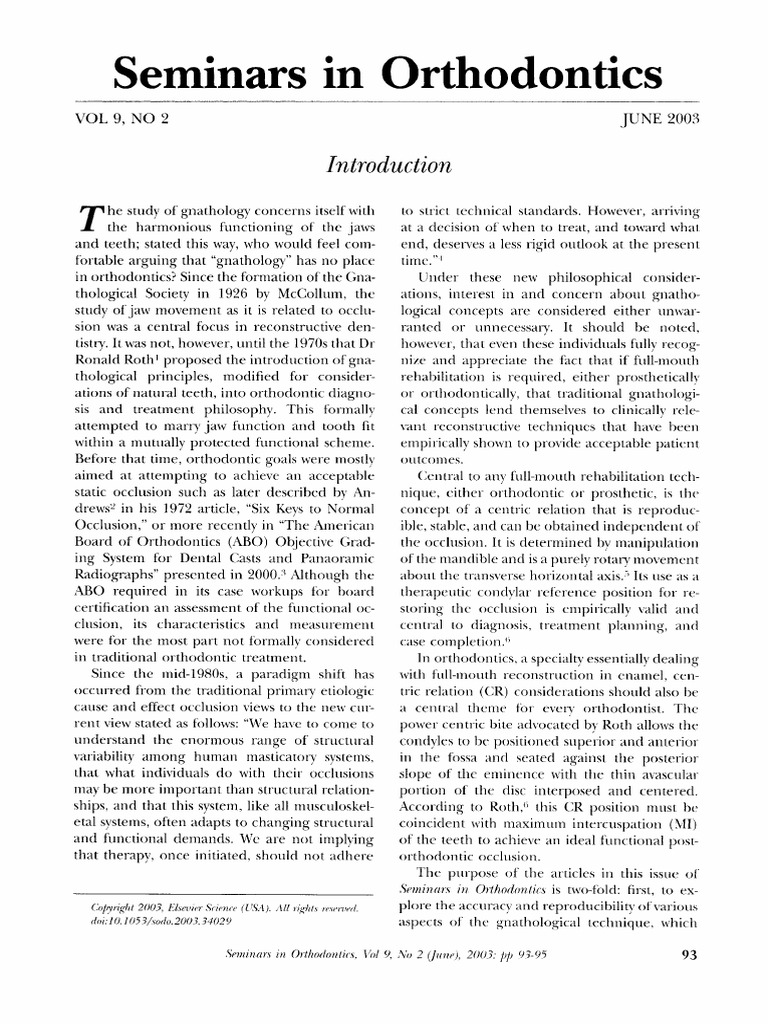Seminars in Orthodontics Orthodontics Dentistry