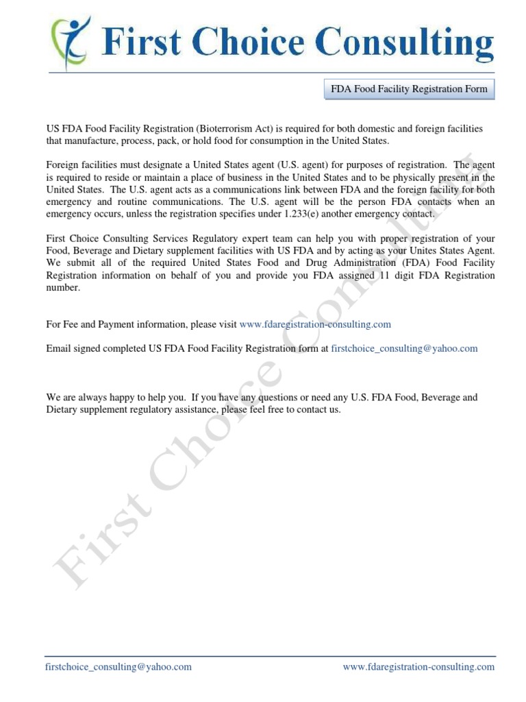 FDA Food Registration Form_First Choice Consulting Services Food And Drug Administration Cheese