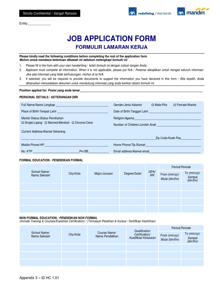Job Application Form PDF | PDF | Bisnis