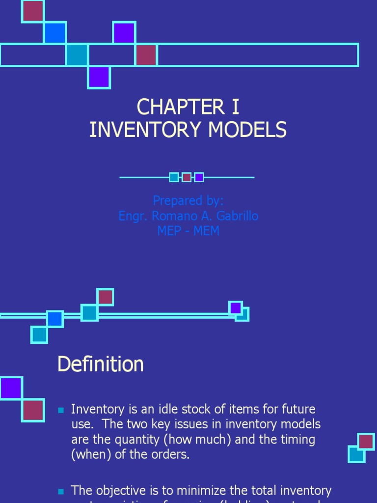 Chapter 1 - Inventory Models - Part 1 | PDF | Inventory | Mathematical ...