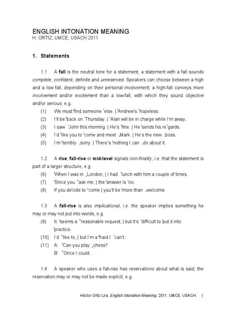 Understanding English Intonation Patterns | PDF | Question | Clause