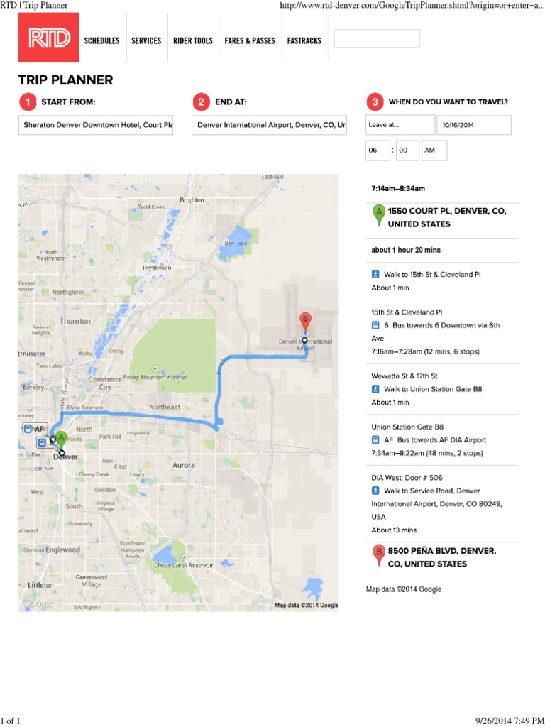 PLAN YOUR TRIP RTD intelligence overview