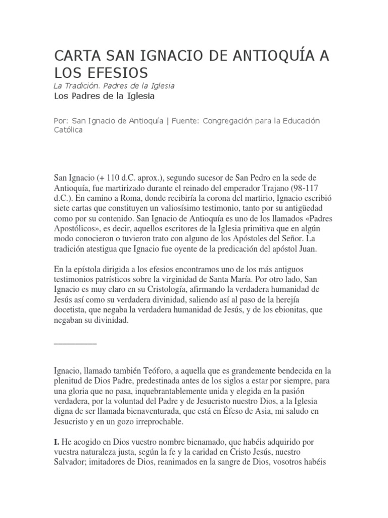 Carta San Ignacio de Antioquía a