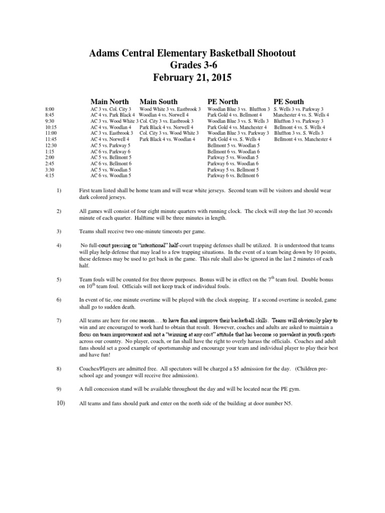 AC Schedule Feb 21st PDF Team Sports Sports Rules And Regulations