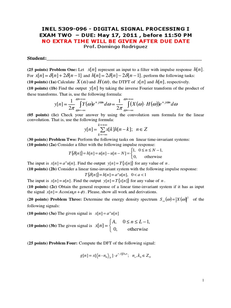 Digital Signal Processing Exam | PDF