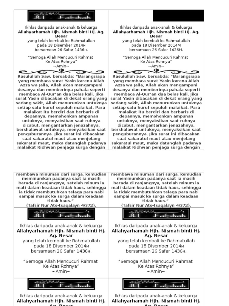 KataKata Sedekah Buku Yasin Arwah Mummy PDF