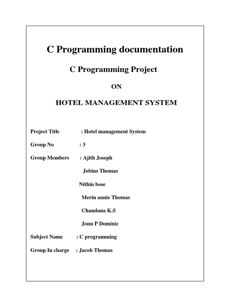 Hotel Management System in C | PDF | Computer Program | Programming